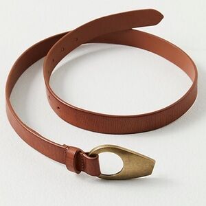 NWT Free People Monroe Leather Belt with Brass Buckle in Cognac
